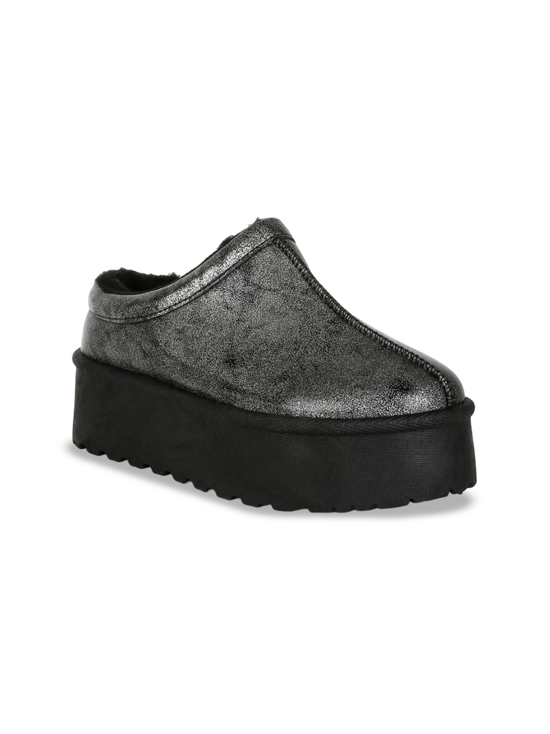 

London Rag Women Everyday Platform Mid-Top Classic Slip-On, Black