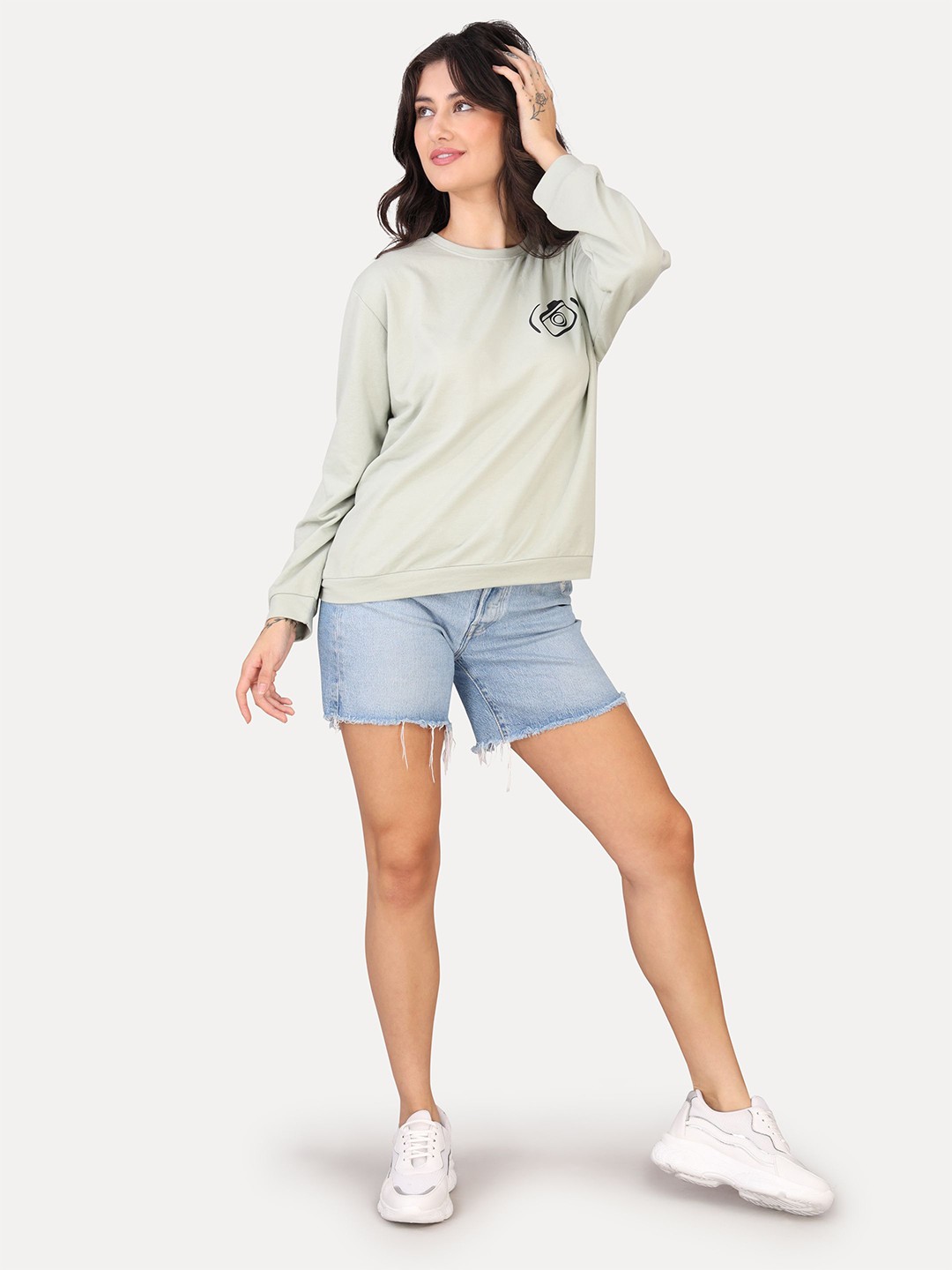 

VISO Women Typography Printed Round Neck Cotton Pullover Sweatshirt, Green
