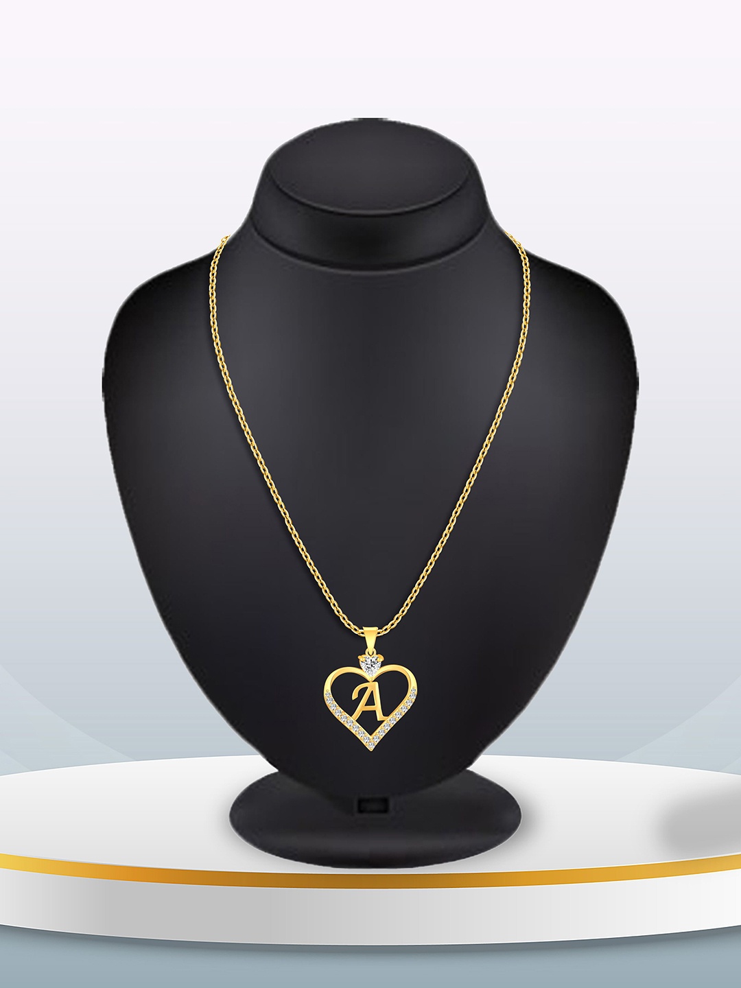 

Heer Collection Gold-Plated Cubic Zirconia Heart Shaped Pendant with Chain