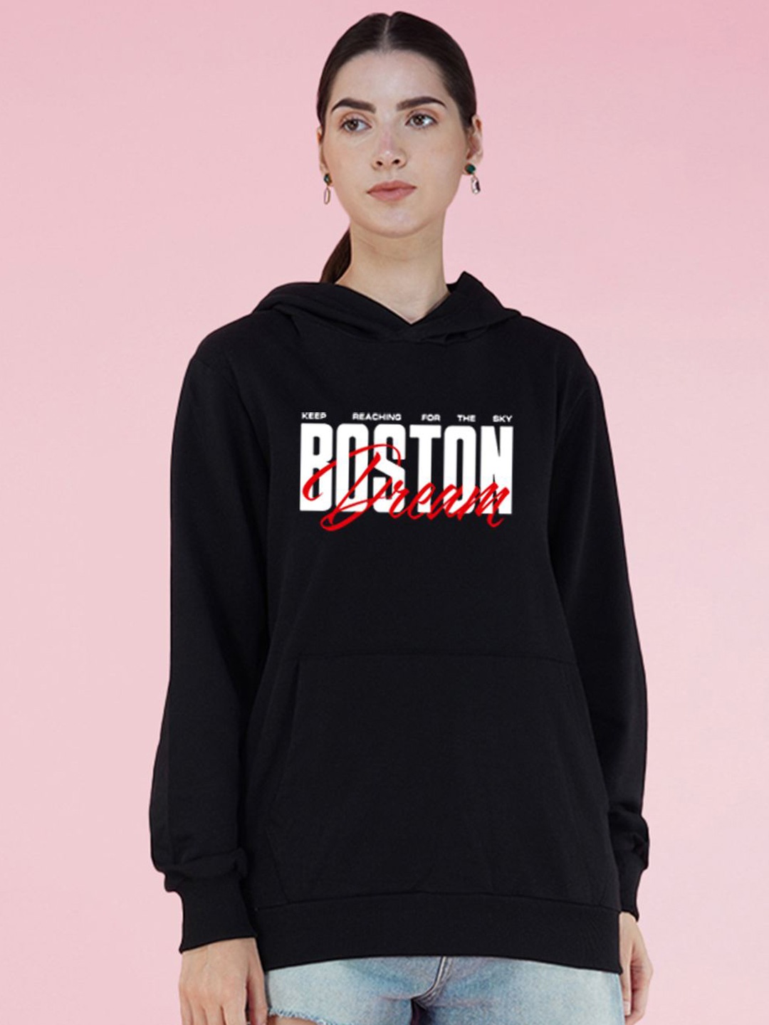 

NUSYL Graphic Printed Hooded Oversized Sweatshirt, Navy blue