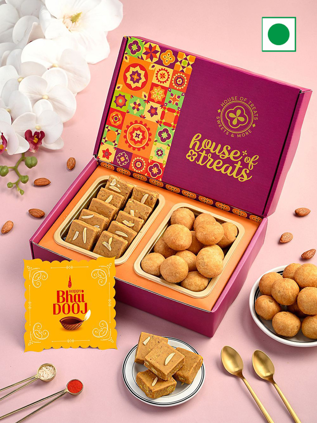 

RawFruit Set Of 2 Bhai Dooj Sweet Gift Pack, Pink