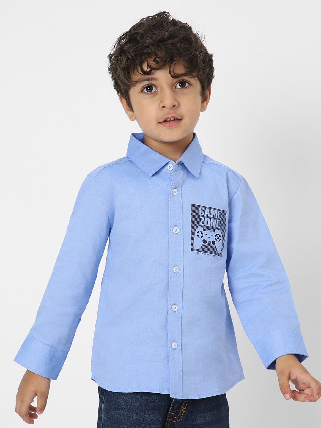 

Nautinati Boys' Cotton Printed Shirt, Blue