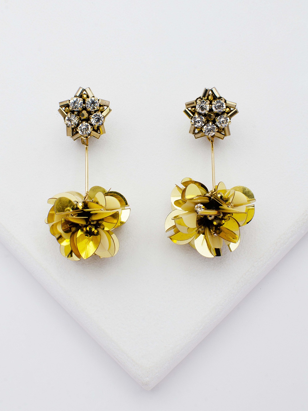 

Rhea Gold-Plated Contemporary Drop Earrings