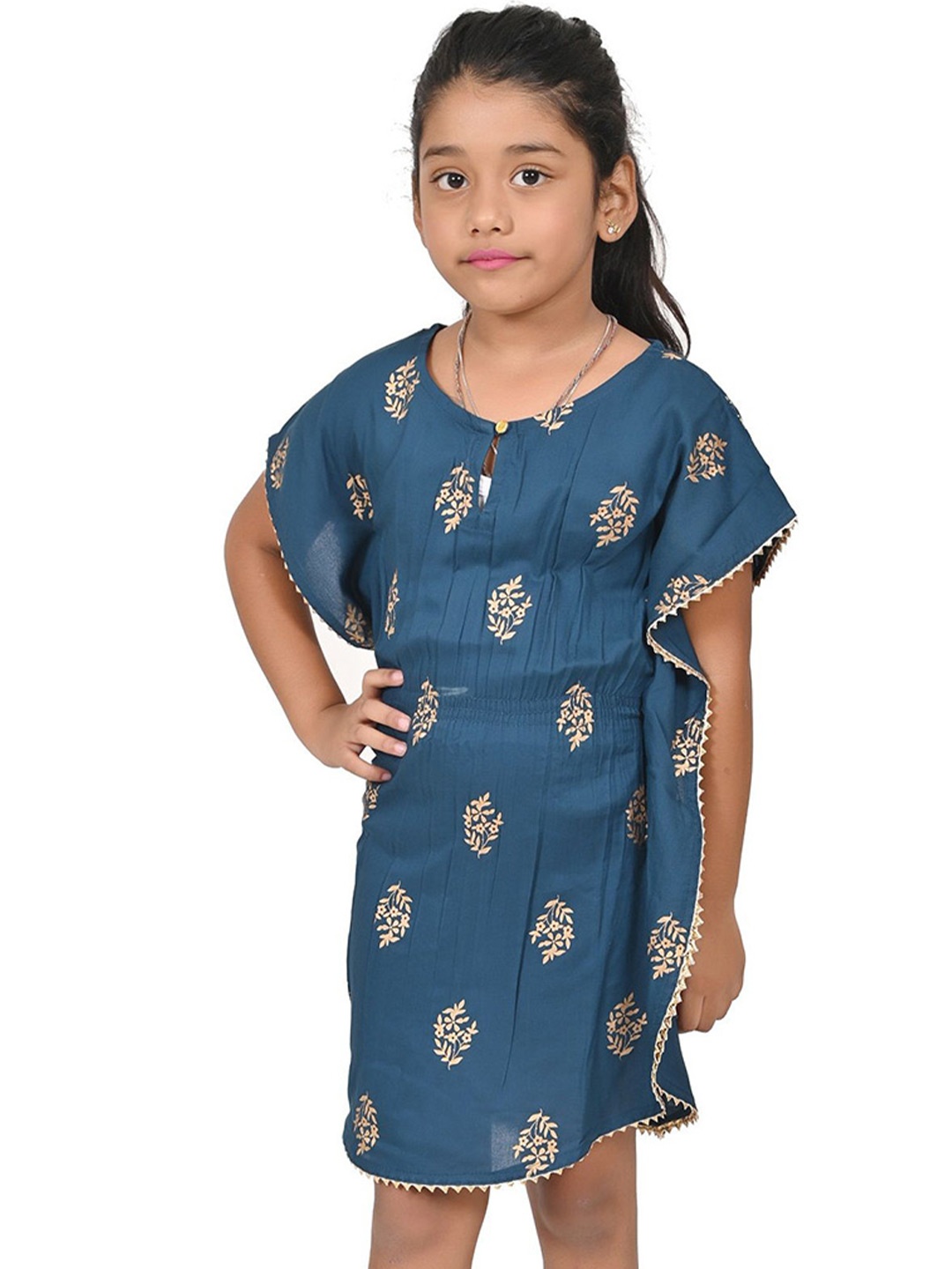 

Cloth Bites Girls Floral Printed Round Neck Top, Teal