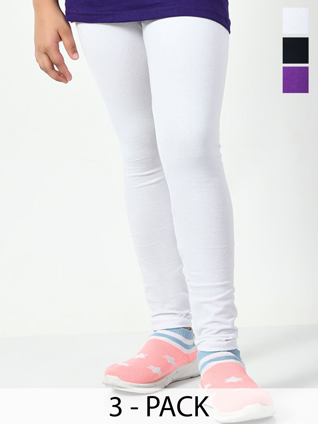 

KAYU Girls Pack Of 3 Churidar Length Leggings, White