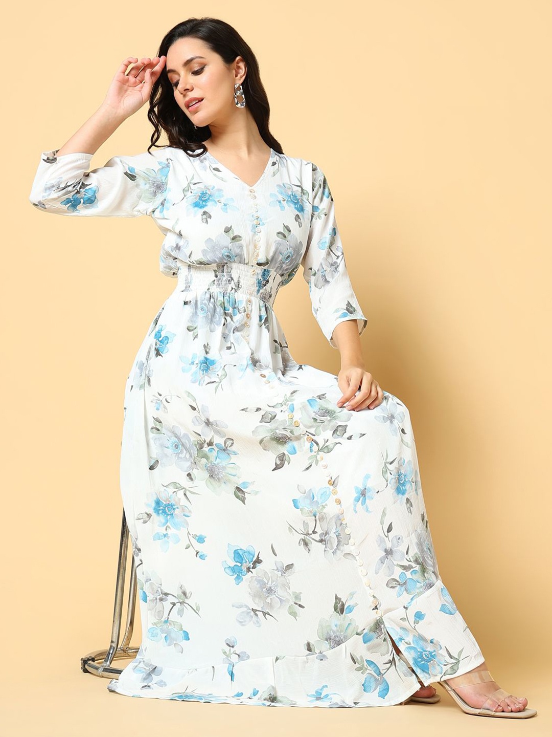 

SHOWOFF Women Floral Print Fit & Flare Maxi Dress, White