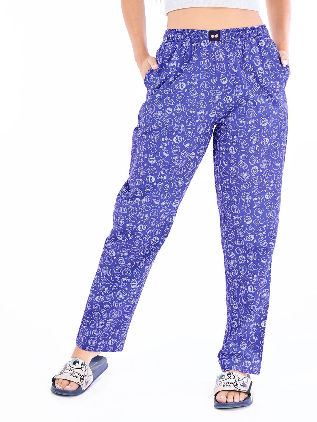 

Bewakoof Women Printed Cotton Lounge Pant, Blue
