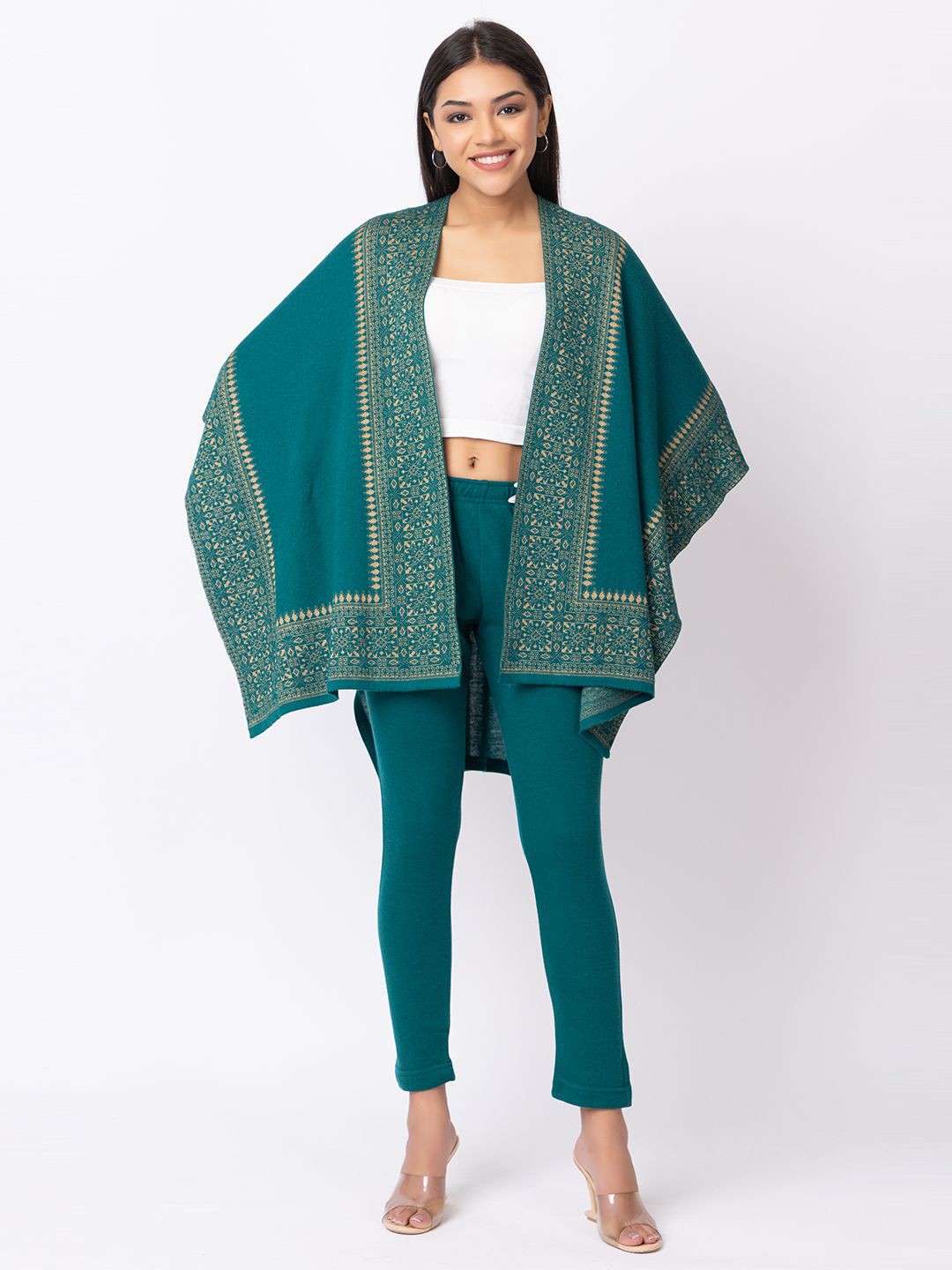 

KEIKO Women V-Neck Shrug, Green