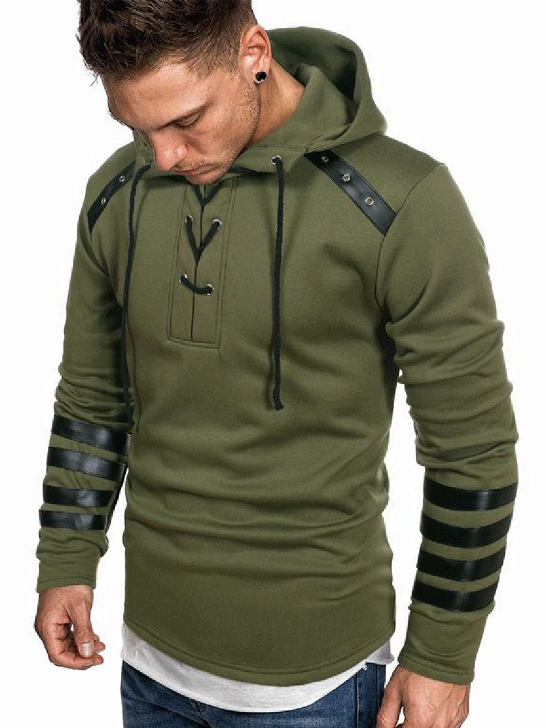 

StyleCast x Revolte Men Solid Hooded Sweatshirt, Green