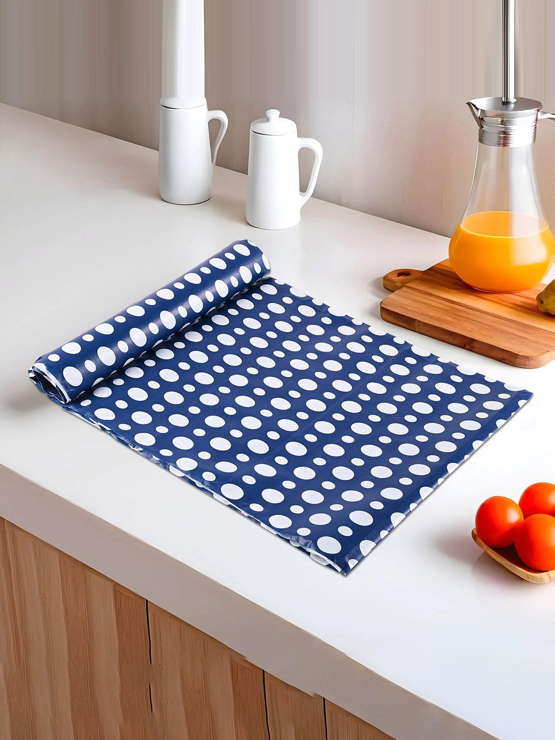 

Kuber Industries Navy Blue & White Water Resistant Shelf Liner Organiser