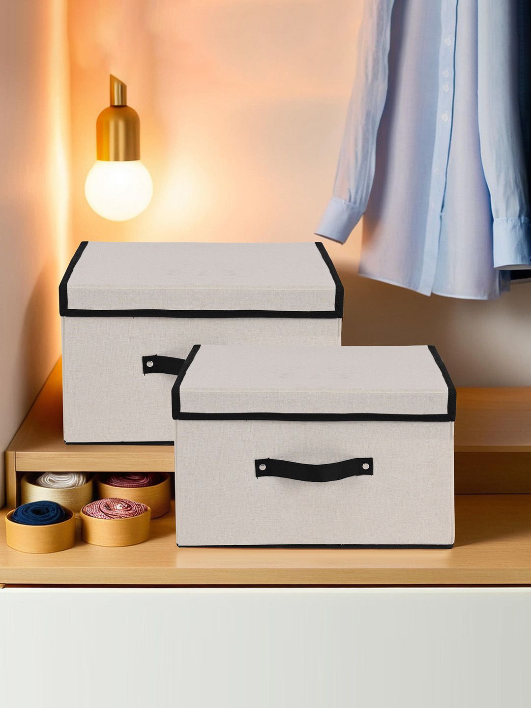 

Kuber Industries White & Black 2 Pieces Drawer Organisers