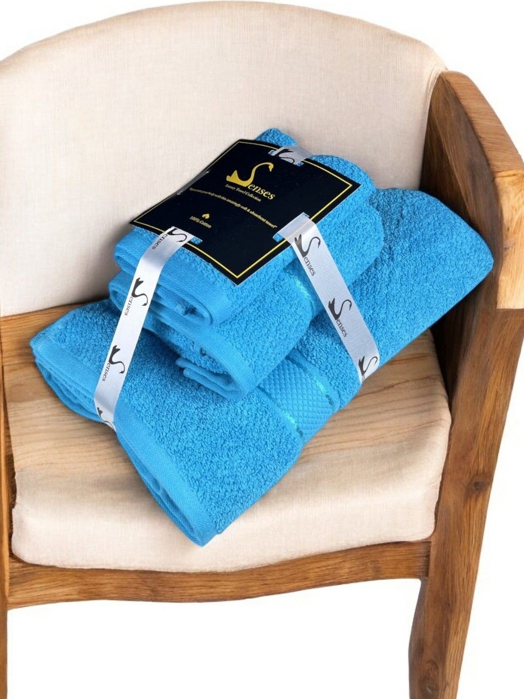 

SENSES Blue 3 Pieces Cotton 550 GSM Bath Towels