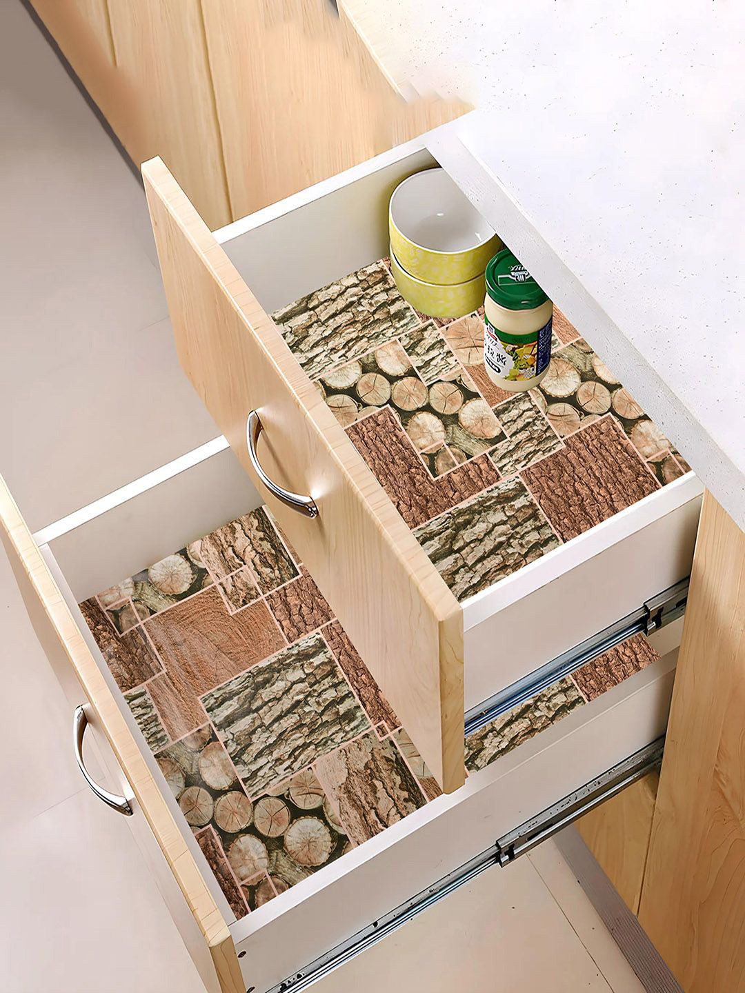 

Kuber Industries Brown & Beige 2 Pieces Water Resistant Shelf Liner Organisers