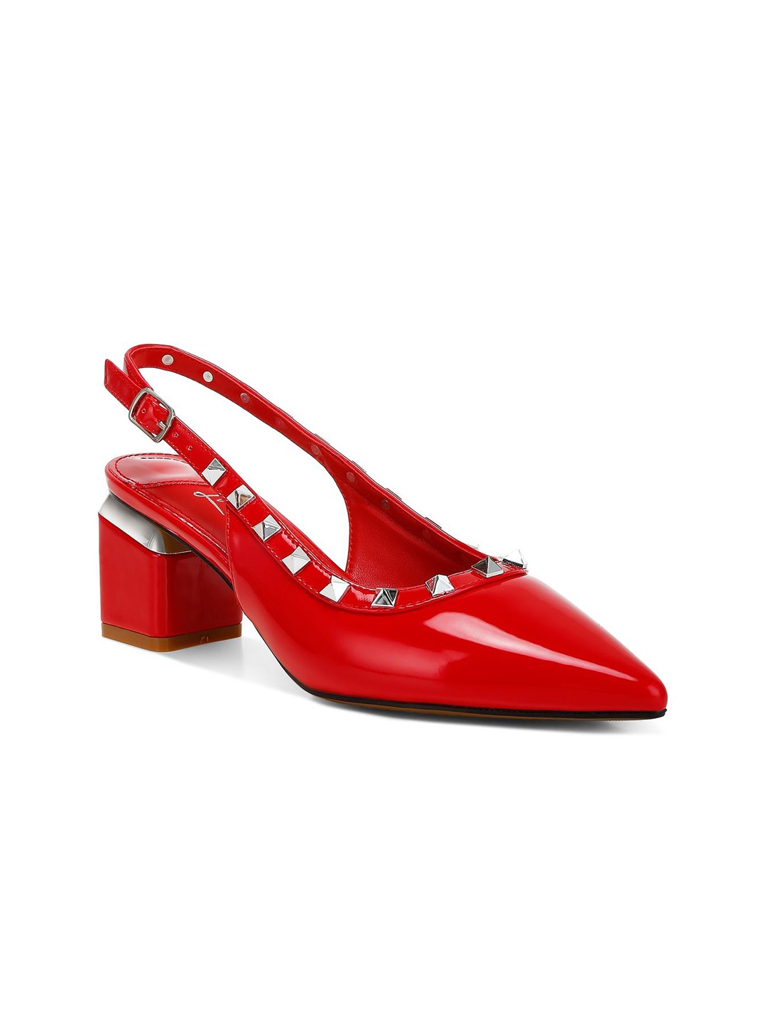 

London Rag Leather Slingback Block Pumps, Red