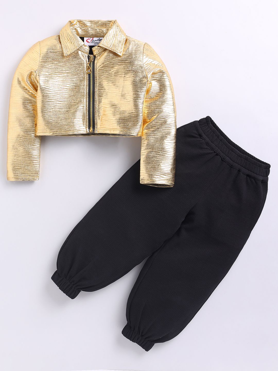 

M'andy Girls Embellished Jacket with Joggers, Gold