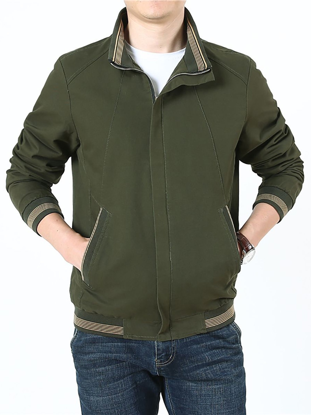 

StyleCast x Revolte Men Windcheater Tailored Jacket, Green