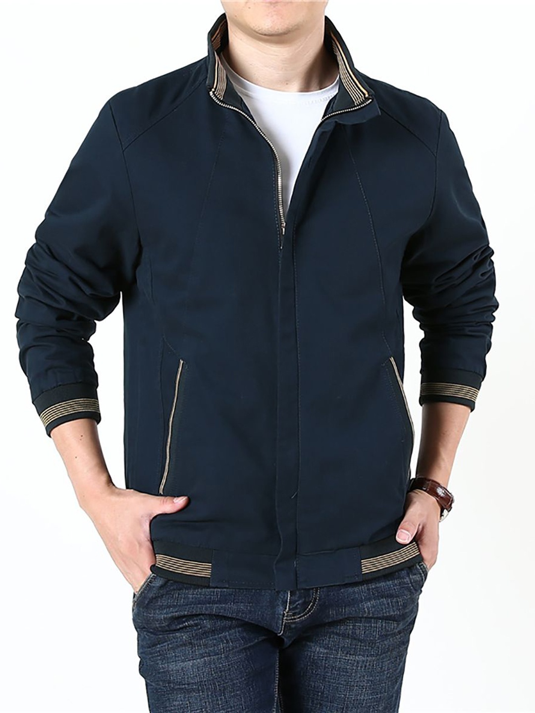 

StyleCast x Revolte Men Windcheater Tailored Jacket, Navy blue