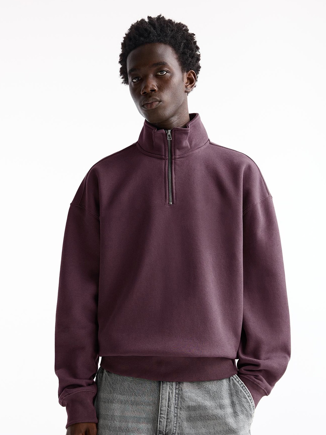 

MISCHIEF MONKEY Men Solid Pure Cotton Sweatshirt, Purple