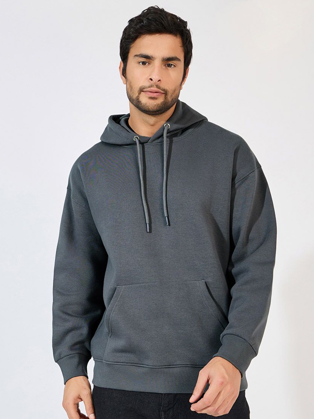 

Styli Men Heavy Weight Fleece Boxy Fit Hoodie, Grey