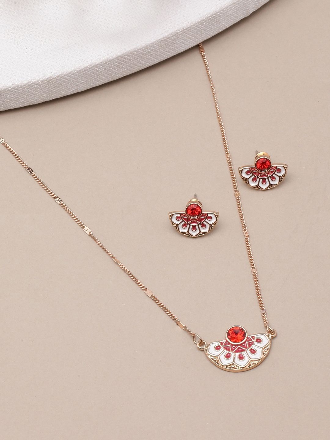 

KPOP Gold-Plated Enamelled Stone Studded Jewellery Set