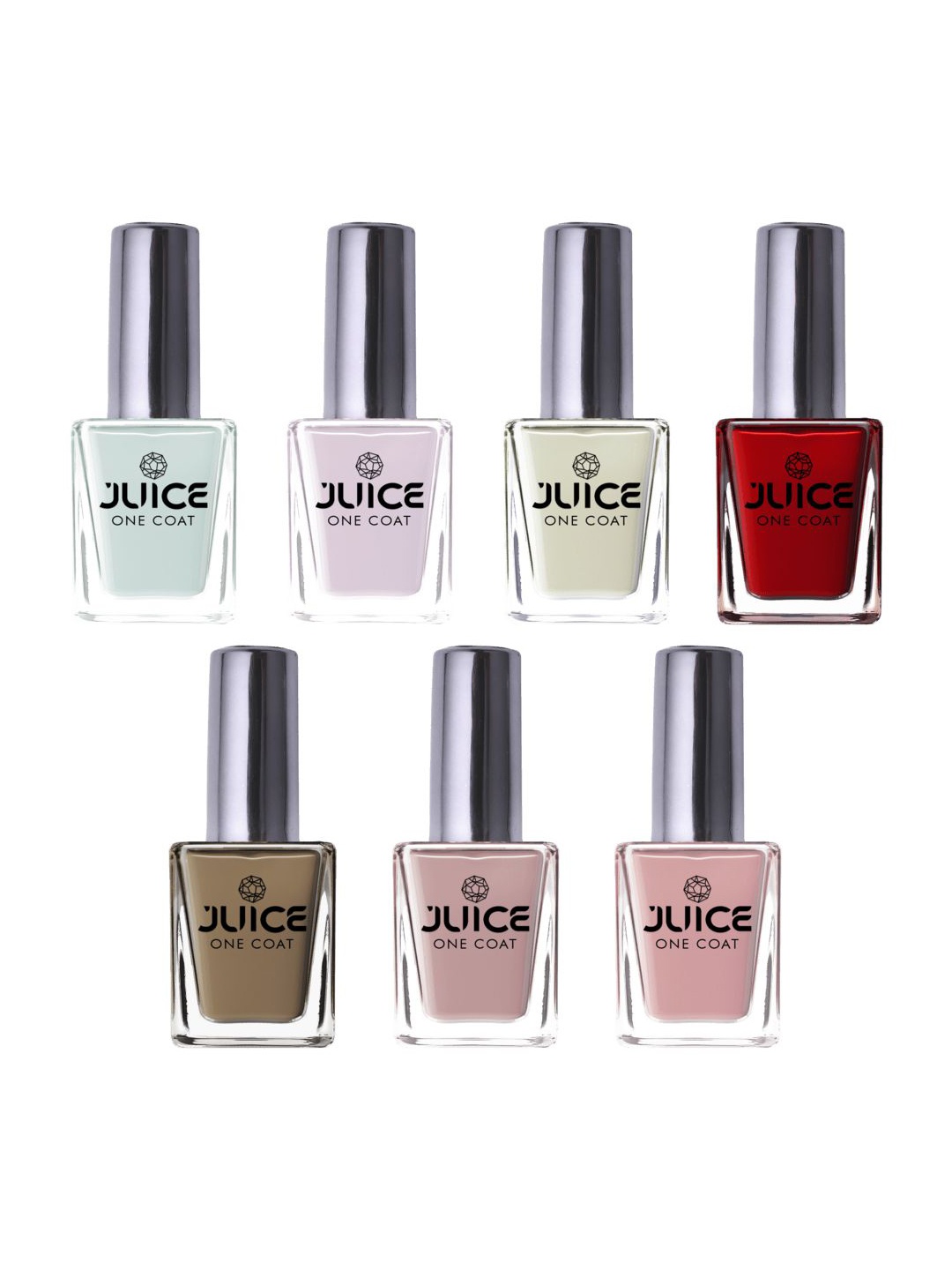 

JUICE Set Of 7 One Coat Long-Wearing & Quick Dry Glossy Nail Polish - 11ml Each, Multi