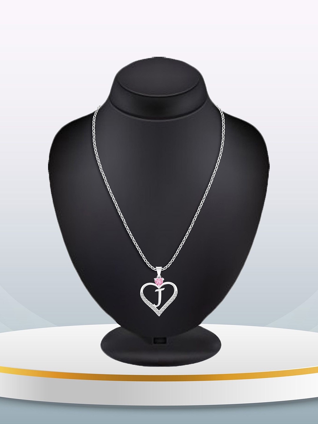 

Heer Collection Silver-Plated Cubic Zirconia Heart Shaped Pendant with Chain