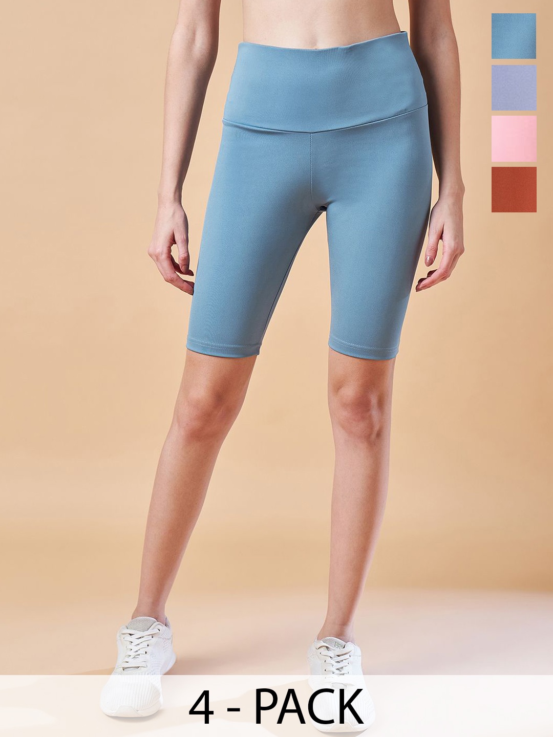 

COLOR CAPITAL Pack Of 4 High-Rise Knee-Length Tights, Blue