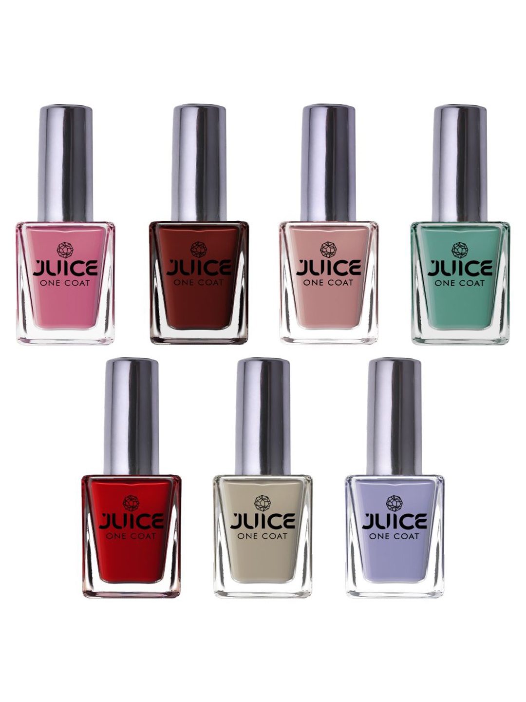 

JUICE Set Of 7 One Coat Long-Wearing & Quick Dry Glossy Nail Polish - 11ml Each, Multi