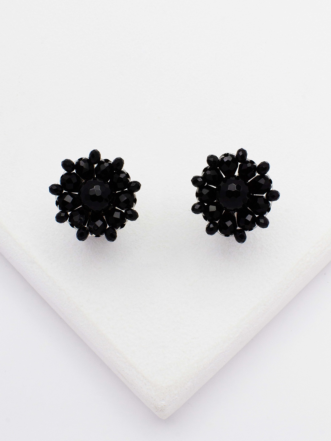 

Rhea Rhodium-Plated Contemporary Studs, Black
