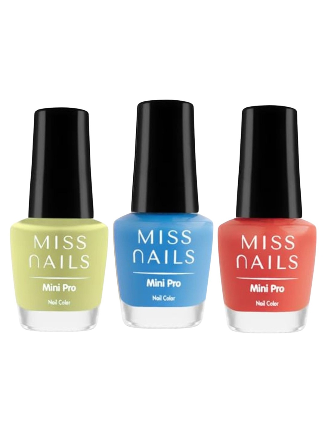 

MISS NAILS Set Of 3 Mini Pro Nail Polish- 10 ml Each- Combo 75, Green