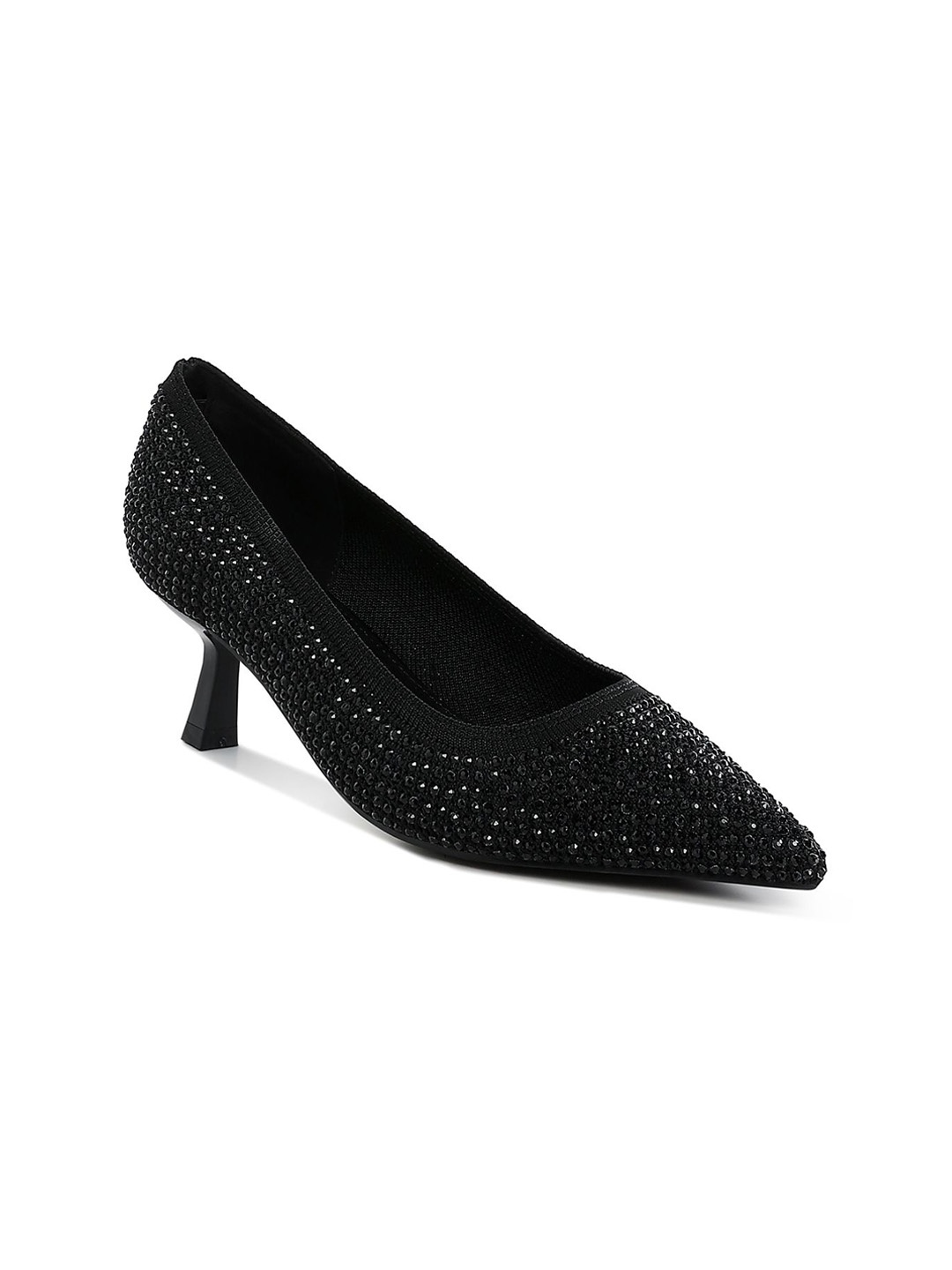 

London Rag Women Embellished PU Kitten Pumps, Black