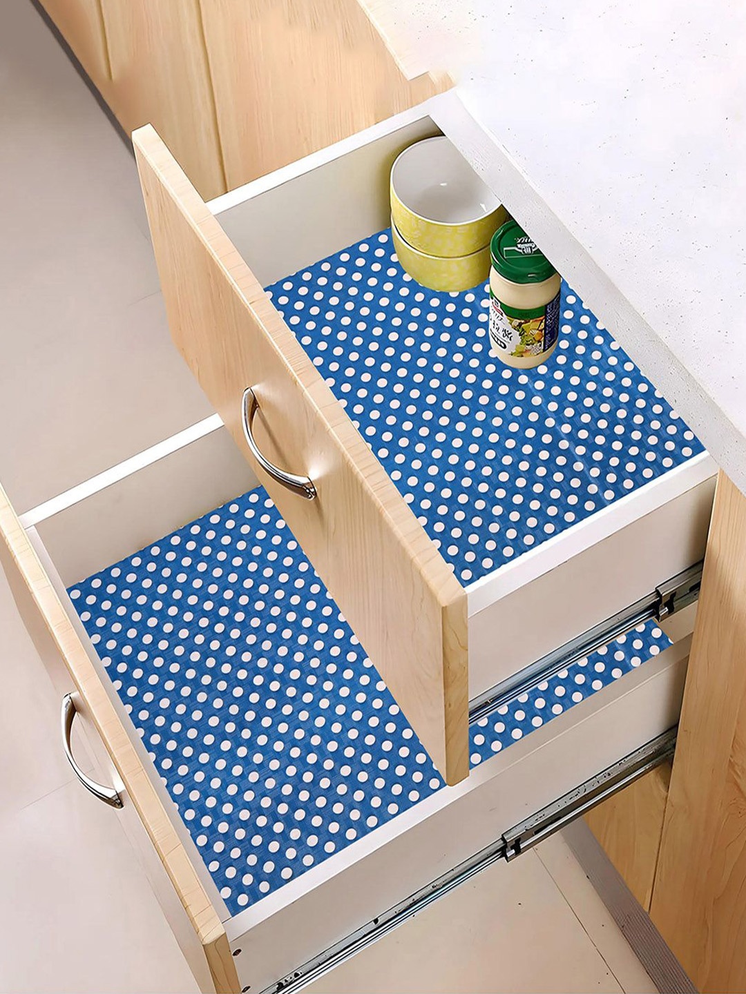 

Kuber Industries Blue & White 3 Pieces Printed Water Resistant Shelf Liner Organisers