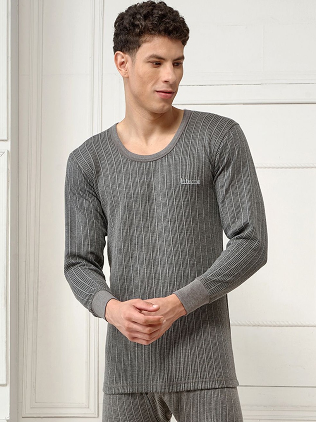 

INFERNO Men Round Neck Full Sleeve Thermal Vest, Charcoal