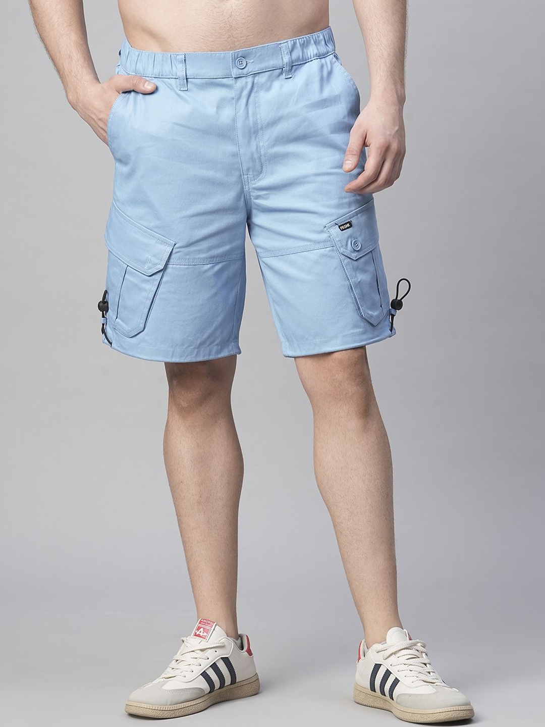 

PRONK Men Mid-Rise Cargo Shorts, Blue