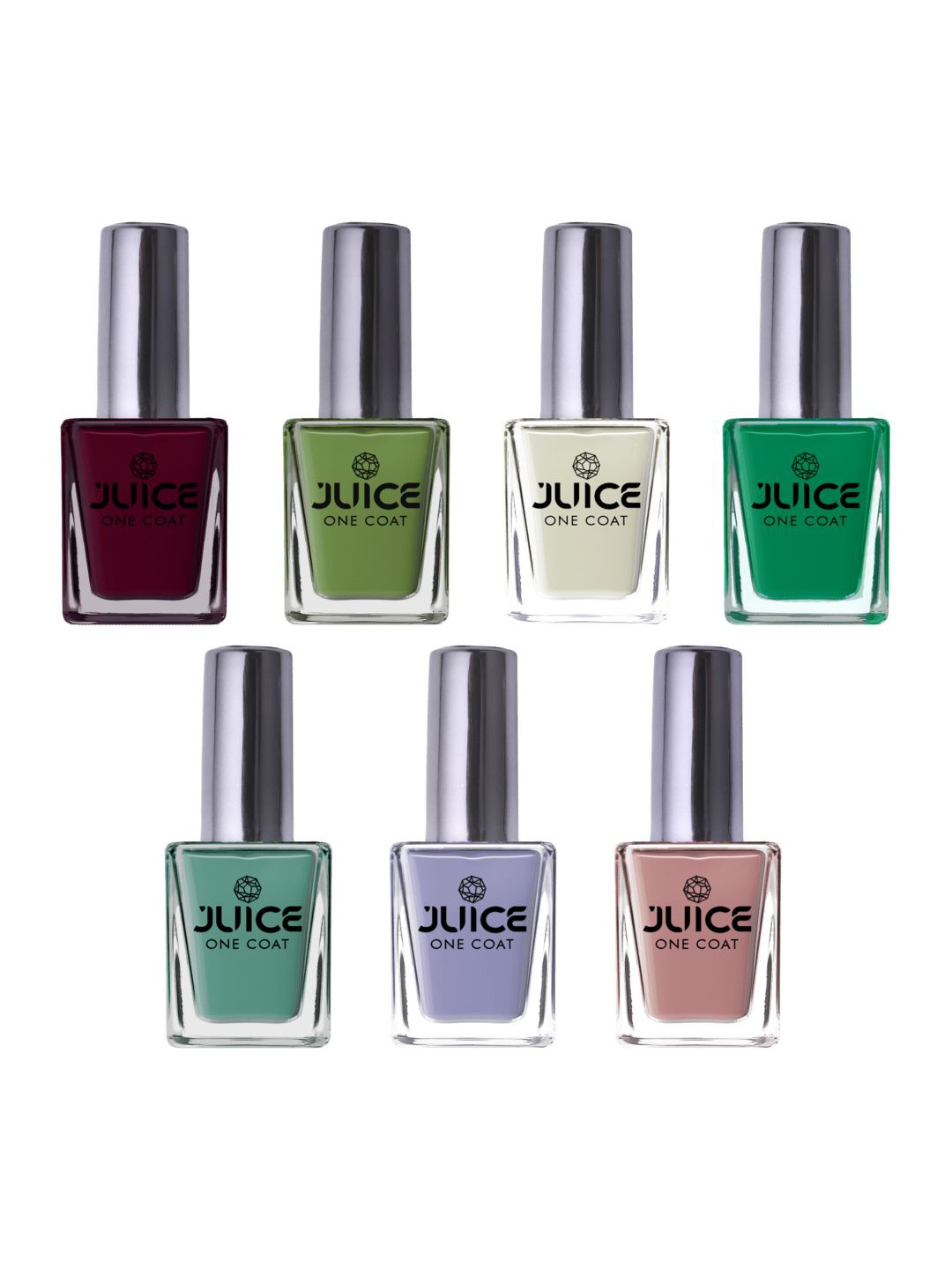 

JUICE Set Of 7 One Coat Longlasting Finish with Quick Dry Nail Paint - 11 ml Each, Magenta