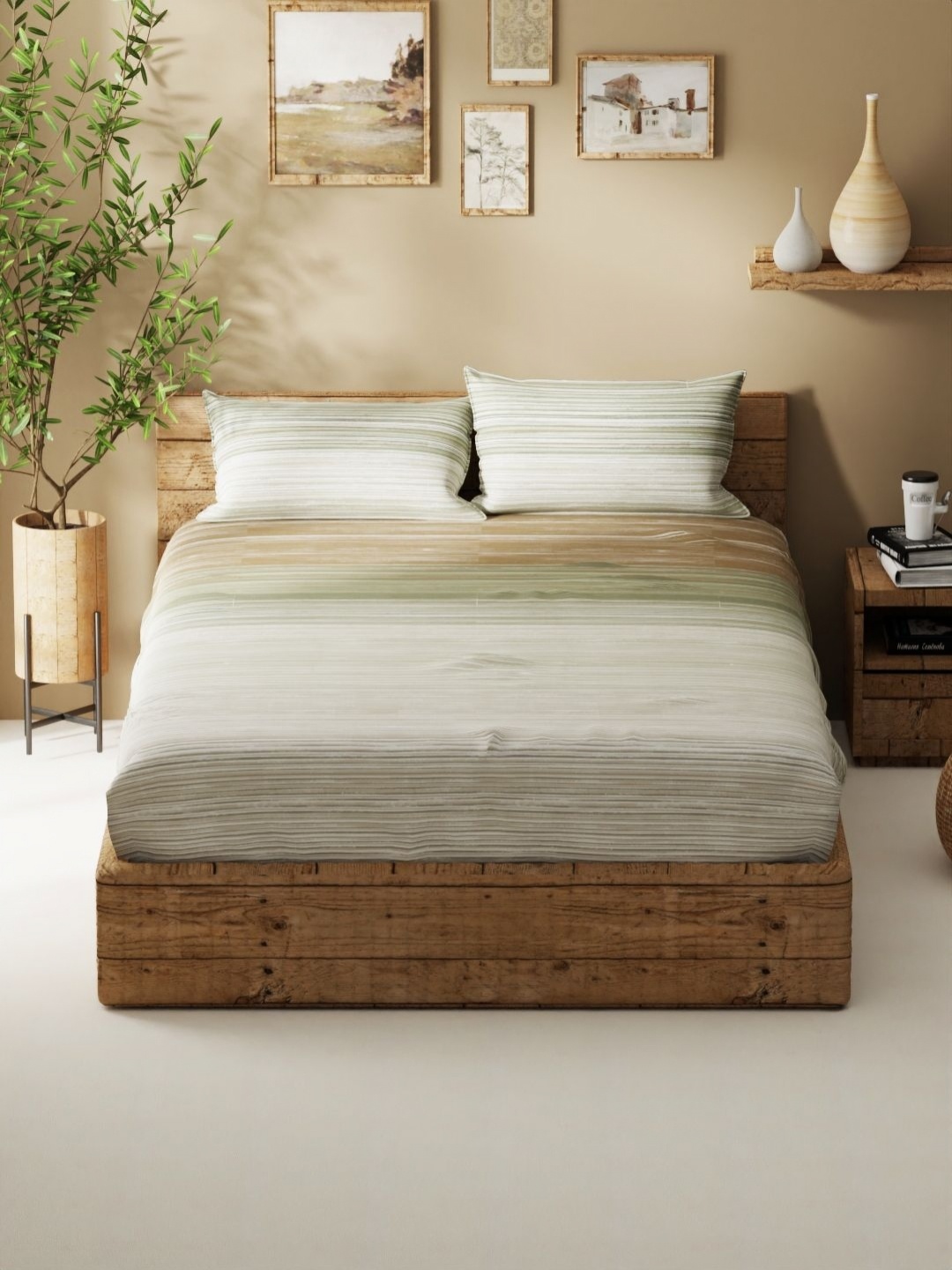 

BIANCA Lacasita Green 120 TC Queen Bedsheet with 2 Pillow Covers 2.29 m X 2.54 m