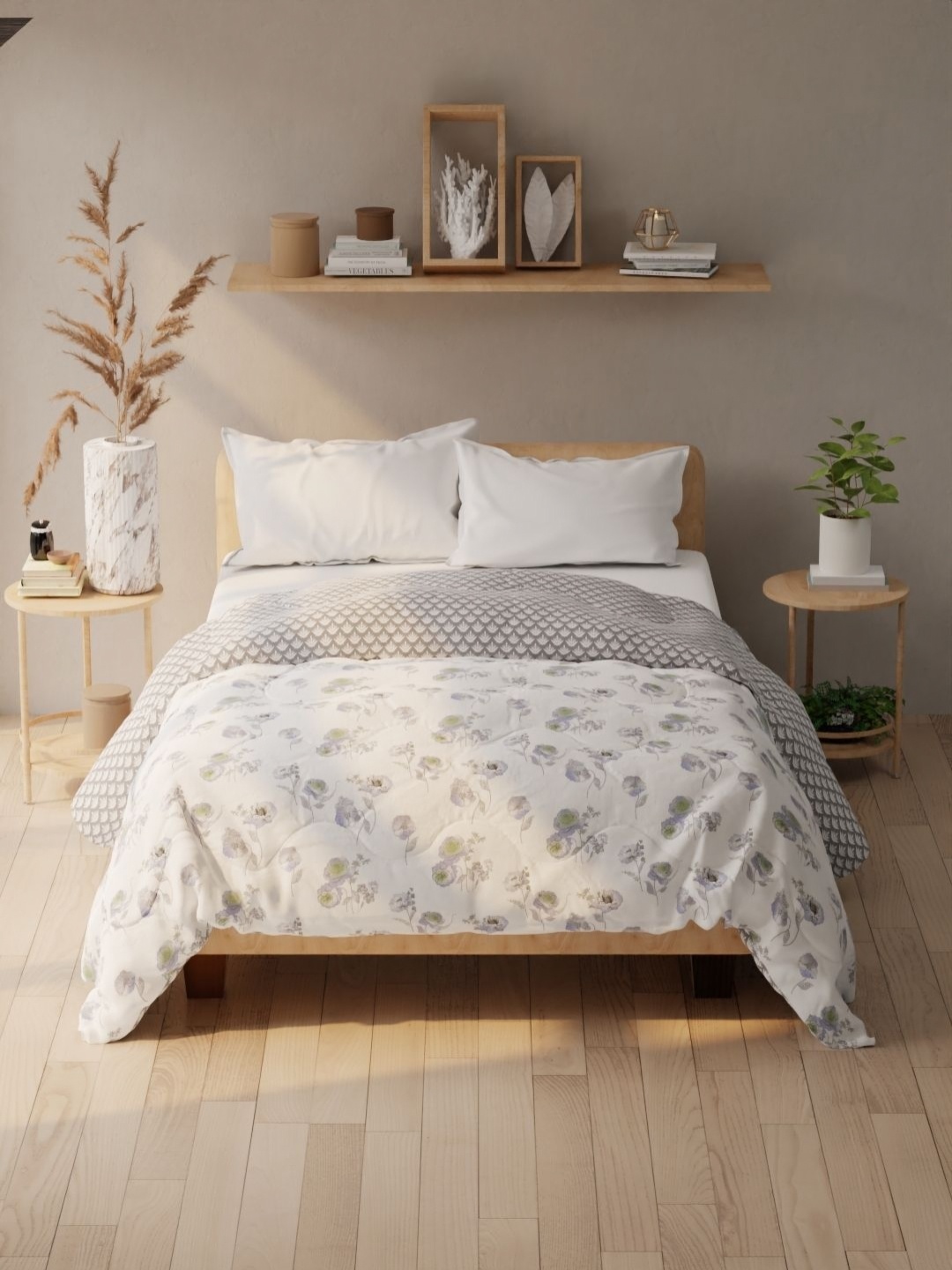 

KOPA Audrey Blue & White Floral Printed AC Room 120 GSM Double Bed Comforter