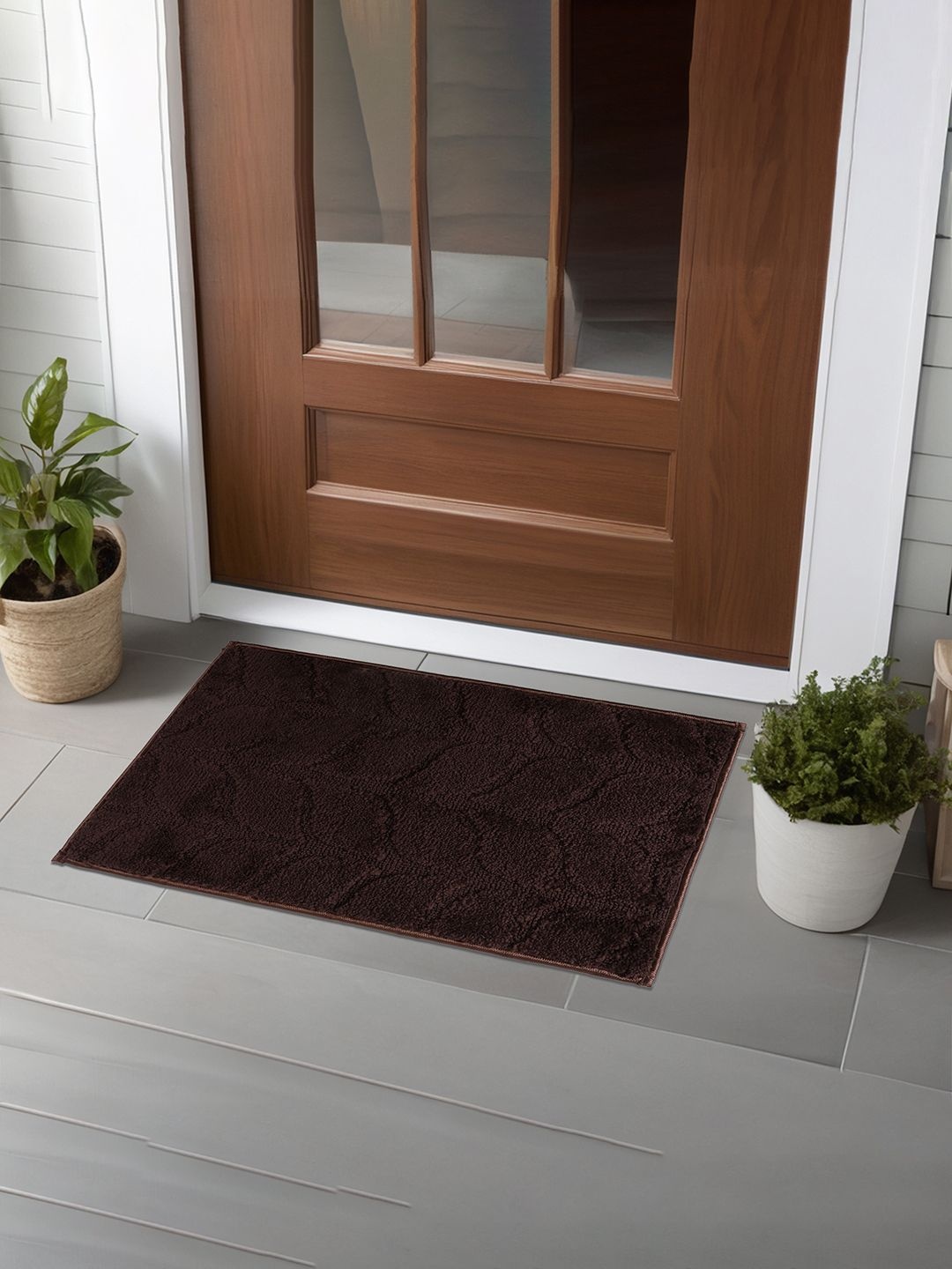 

Kuber Industries Brown 4 Pieces Microfiber Doormats