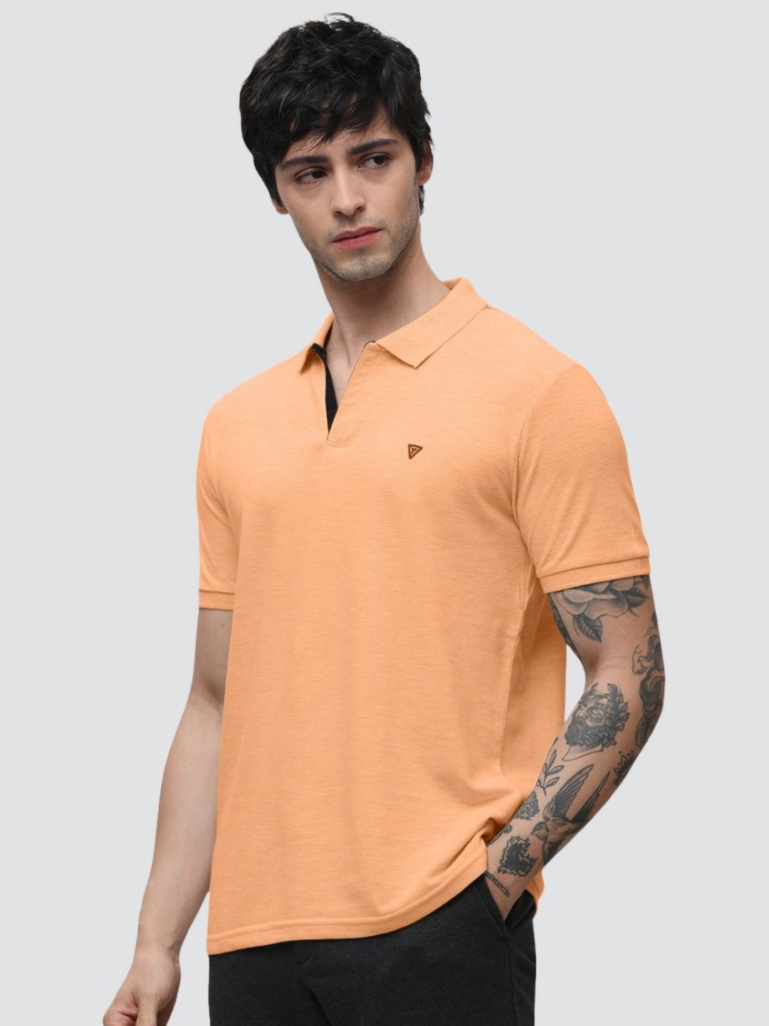 

Klub Fox Men Solid Polo Collar Cotton T-shirt, Peach