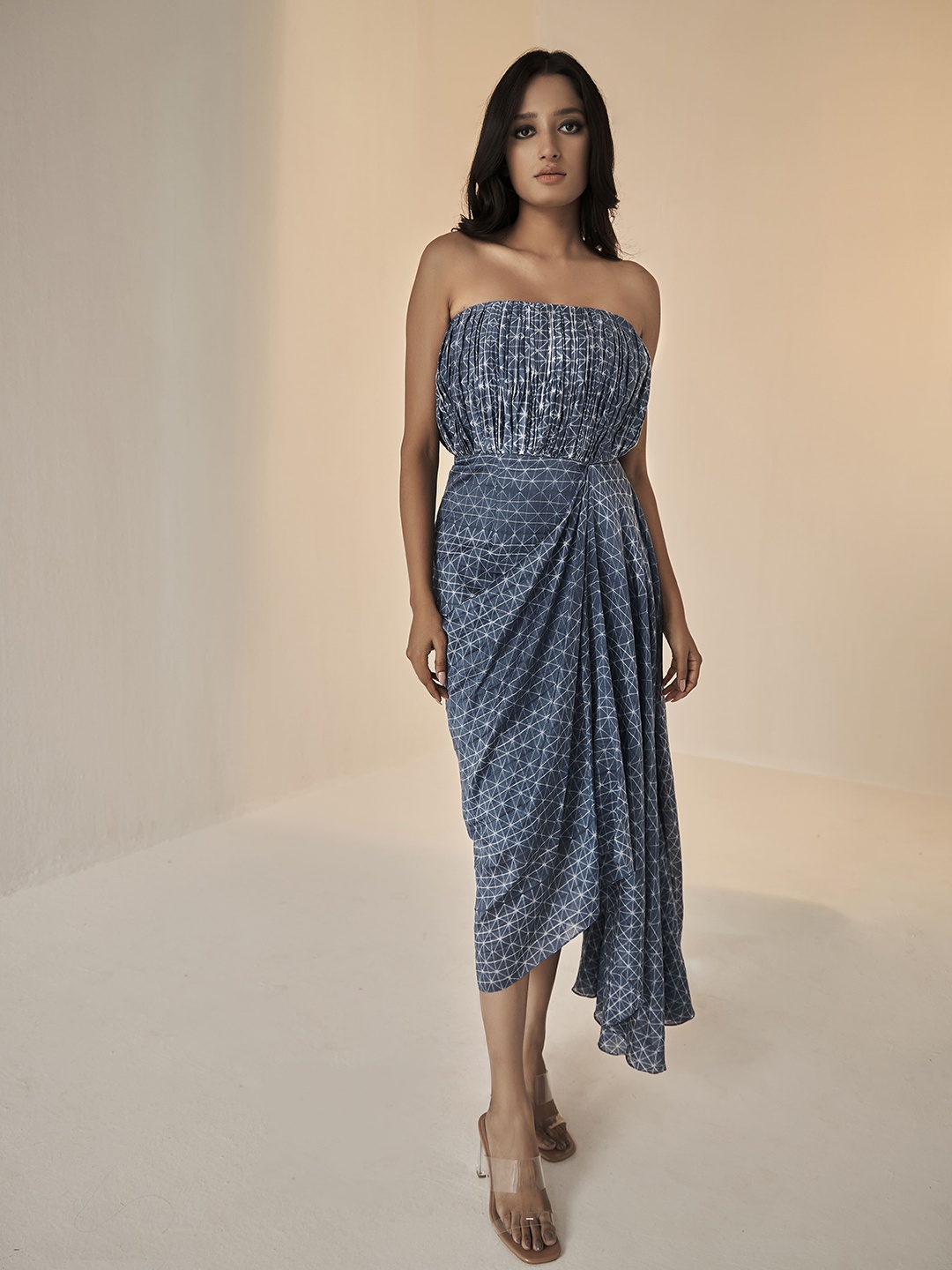 

BETRUE Women Midi Bandeau Dress, Blue