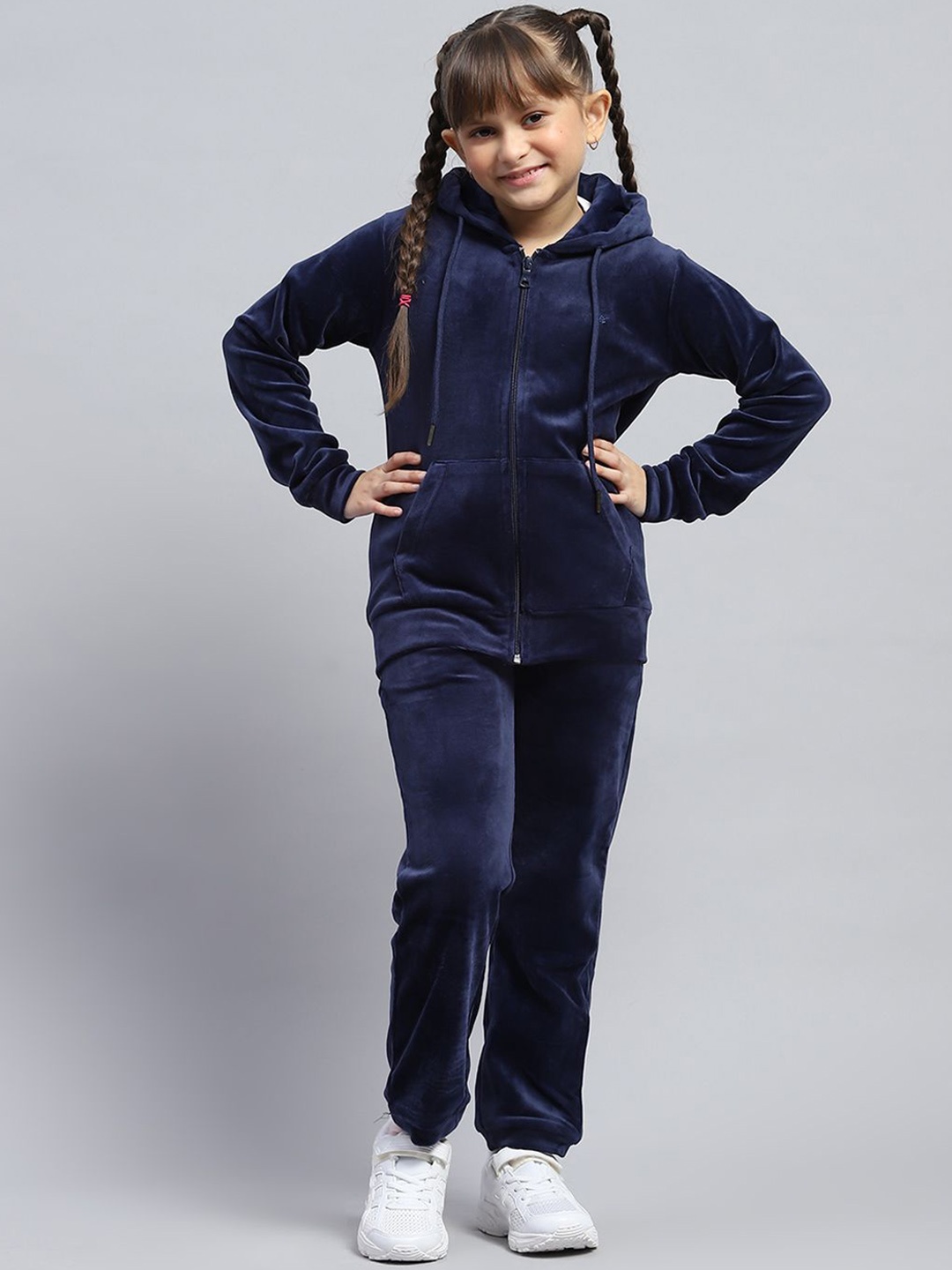 

Monte Carlo Girls Solid Hooded Tracksuits, Navy blue