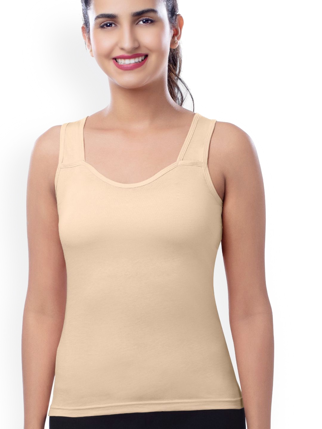 

BRIDA LADIES INNERWEAR Wide Strap Non Padded Cotton Camisoles, Beige