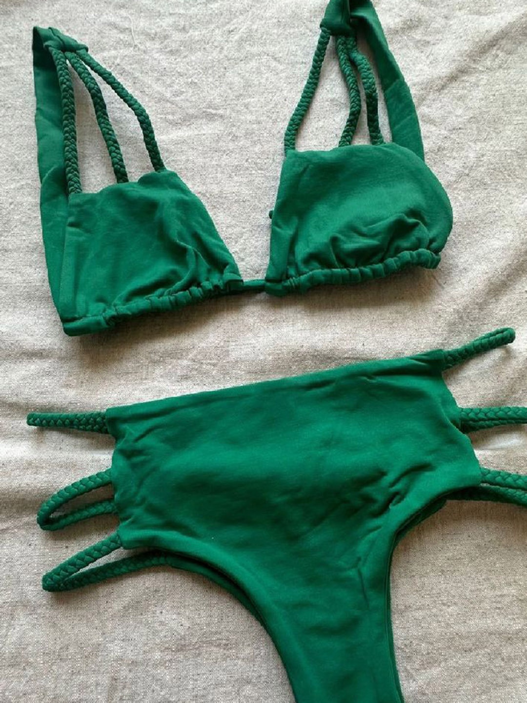 

LULU & SKY V-Neck Swim Bikini Set, Green