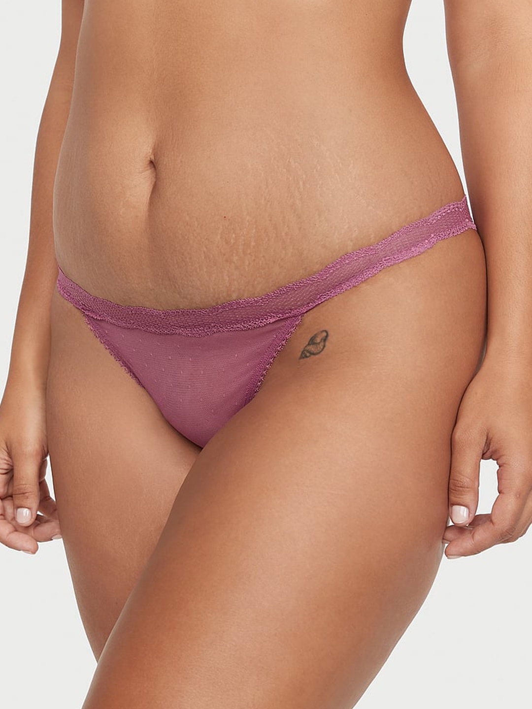 

Victoria's Secret Women Lace-Back String Bikini Low-Rise Briefs, Purple
