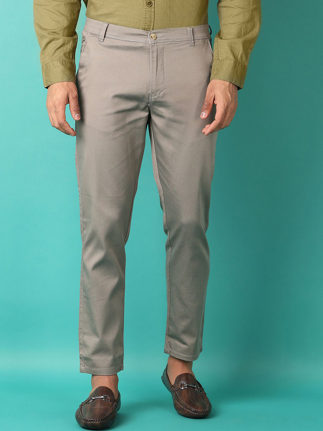 

V-Mart Men Regular Fit Mid-Rise Chinos Trousers, Grey