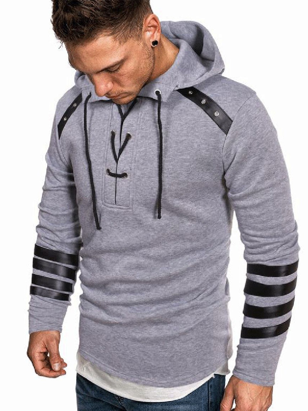 

StyleCast x Revolte Men Solid Hooded Sweatshirt, Grey