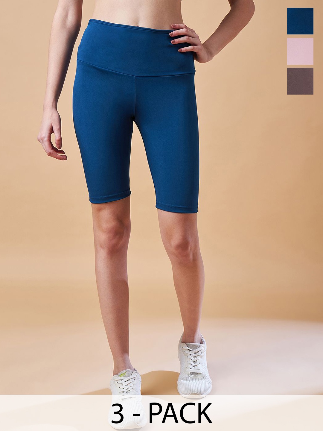 

COLOR CAPITAL Women Pack Of 3 High-Rise Gym Tights, Blue