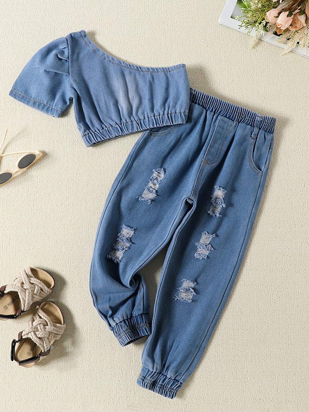 

LULU & SKY Girls Top with Trousers, Blue