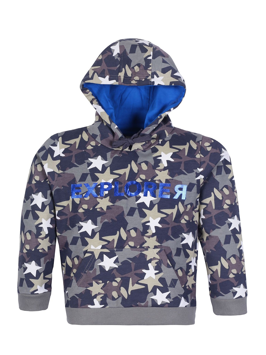 

PLUM TREE Boys Camouflage Printed Hood Cotton Pullover Sweatshirt, Grey