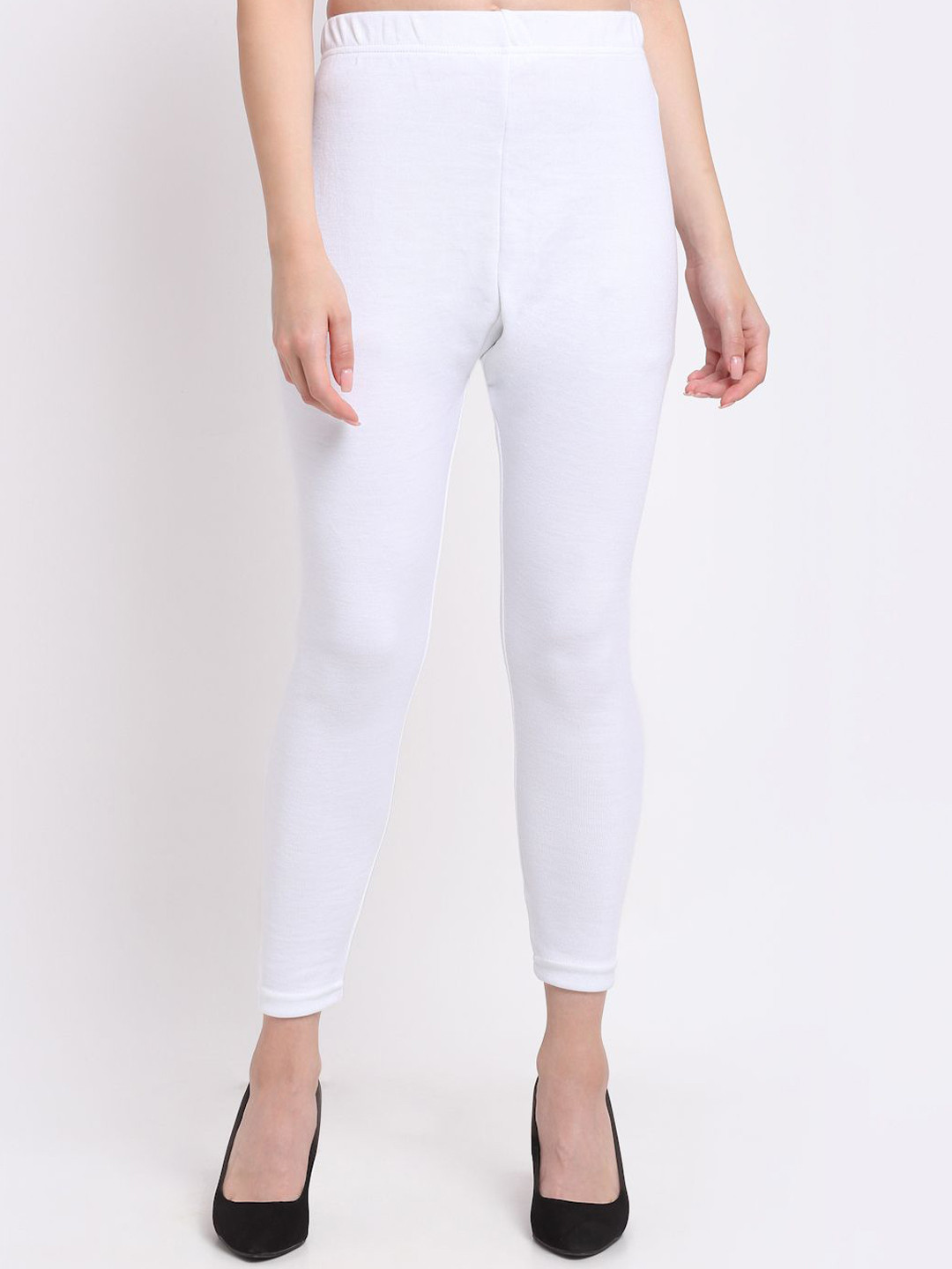 

TAG 7 Women Solid Ankle-Length Leggings, White